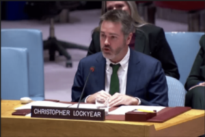 MSF International Secretary General Christopher Lockyear speaks at United Nation Security Council meeting, February 22. – Videograb